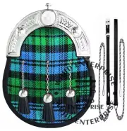 Campbell Ancient Tartan Kilt Sporran Full Dress Sporran bag with Chain Strap