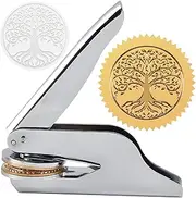 CRASPIRE Book Embosser Seal Tree of Life - Stainless Steel Library Hand Held Embossing Stamp With Plastic Box for Envelopes, Paper, Official Wedding Invitation - Notary Embosser