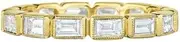 [HEARTS AND YOU] 1.7ct Emerald Cut Moissanite Wedding Band Yellow Gold Plated Full Eternity