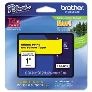 Brother P-Touch TZe Standard Adhesive Laminated Labeling Tape, 1"w, Black on Yel