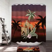 Palm Trees Sunset and Cheetahs Shower Curtain