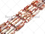 Natural Red White Agate Cylinder Spacer Beads, Tibetan Agate Spacer Beads,