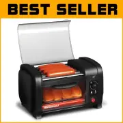 Compact Hot Dog Roller Oven with Crumb Tray & 30-Min Timer - Perfect for Snacks