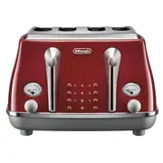 DeLonghi Icona Capitals 4 Slice Toaster - Tokyo Red