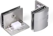 Stainless Steel Detachable Folding Butt Hinges,Pack-of-2 Glass Door Hinges 90°Rotating with Positioning Device,12mm Glass Drilling,Zinc Alloy,Fit 5-8mm Glass