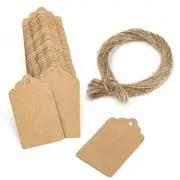 100pcs Kraft Paper 5x3cm Brown Color Tags Label Blank Card Gift FREE Strings