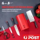 Zhangxiaoquan 5Pcs Kitchen Knife Set with Block, 30Cr13 Steel Chef Cleaver Knife