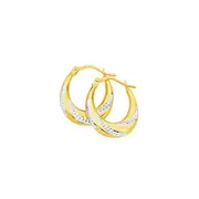 9ct Gold Two Tone Oval Twist Creole Earrings