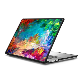 MacBook Pro 16-inch (M1 - M4) Impact Case WELCOME TO UTOPIA - Rainbow Neon Colorful Fine Art Abstract Acrylic Mixed Media Painting Fairy Forest Garden Landscape Trees Flowers Floral Nature Chic Fantasy Summer Design