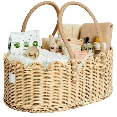 Premium Baby Diaper Caddy Organizer - Handmade & Award-Winning Scalloped Ratt...