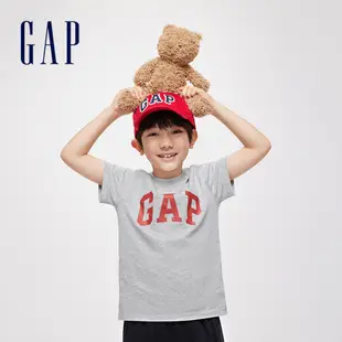 Gap 兒童裝 Logo純棉圓領短袖T恤-灰色(890880)