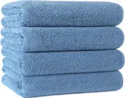 Polyte Quick Dry Lint Free Microfibre Bath Towel, 76 x 145 cm, Pack of 4 Blue