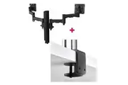Atdec AWMS-2-4640 Dual Monitor Swing Arms on 400mm Post / 12kg (26.5lb) Flat Screens, 10kg (22lb) Curved Screens + F Clamp Desk Fixing, Black