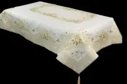 Solid Beige Fall Thanksgiving Polyester Rectangle Embroidery Tablecloth Napkins