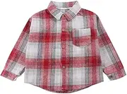 [LFOXROG] Boys Flannel Shirts Kids Toddler Jacket Long Sleeve Plaid Lapel Button Down Shirts Tops Outwear Clothes