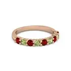 925 Sterling Silver Round 2.5MM Ruby Peridot Eternity Rose Plated Women Ring