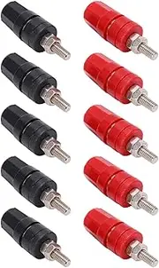 Speaker Banana Plugs, Gold Plated Closed Screw Type Plug, Color Coded Rings, Good Insulation,Transmission Performance, 5 Pairs for Home Theater Wall Plates
