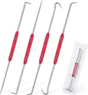 ✨4 Pcs Hook and Pick Set Double Pointed Scribe Car Auto Oil Metal Pick O Ring Se