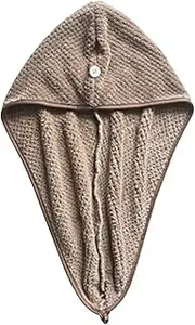 Bath Towel Wrap Coral Fleece Quick Drying Towel Cap Soft Water Absorbe H Towel Wrap Shower Cap with Button for Women Lady Girl Curly Long Wet Hair