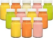 BGHEOUYV 12 Pack Juice Bottles, 2oz Glass Bottles with Lids, Shot Bottles with Caps Ginger Shots Bottles, Wide Mouth Juicing Bottles for Juicing, Ginger, Milk, Leak Proof