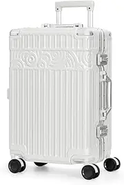 [Krute] Luggage Aluminium Frame Suitcase Carry on Luggage PC ABS Hard Shell No Zipper with Spinner Wheels 20inch White