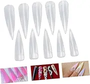 Healvian 500pcs Long False Nail Tips for Salons Diy Sturdy Non-smell Nail Art Accessories