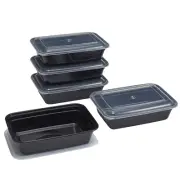 10-Piece Meal Prep Food Storage Containers, Black, BPA-Free, Microwave & Freezer