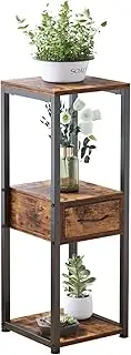 VonDream Tall Plant Stands Indoor, 3 Tier Plant Table with Fabric Drawer , Corner Plant Stands for Indoor Plants Multiple, Small Side Table for Indoor Plants, Tall Plant Table
