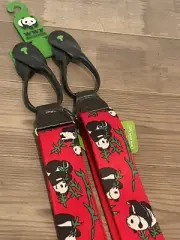 World Wildlife Fund WWF Panda Suspenders Red NEW Adjustable Holiday Christmas