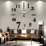 3D Wall Decal Decorative Clock,DIY Wall Clock Modern Frameless Large Arabic Numerals Clock Mirror Surface Wall Sticker Home Decor for Living Room Bedroom (19-2