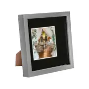 Nicola Spring Acrylic 3D Box Photo Frame with 4" x 4" Mount - 8" x 8" - Grey