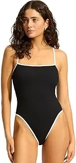 [Seafolly] Women's Square Neck Maillot One Piece Swimsuit, Balinese Retreat