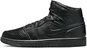 [Nike] Jordan Air 1 Mid Mens Shoes, Black/Black/Black, 8.5