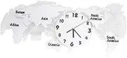 Hanging Wall Clock Acrylic Silent Clock World Map Decor for Home Office 60cm Silver No Battery
