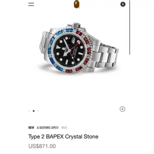 A BATHING APE® MEN Type 2 BAPEX Crystal Stone寶石 手錶 水鑽 彩色正品