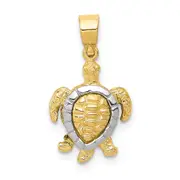 14k Two-tone Gold Gold Turtle Charm
