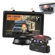 Magnetic Solar Wireless Backup Camera for Truck: 5 Inch DVR 1080P HD IPS