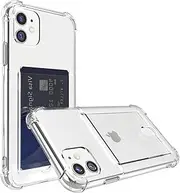 ANHONG Upgrade iPhone 11 Clear Case with Card Holder, Protective Soft TPU Shock-Absorbing Bumper Wallet Case for iPhone 11 6.1“