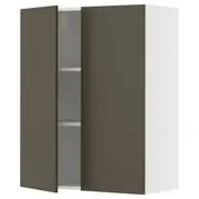 METOD wall cabinet with shelves/2 doors, white/Havstorp brown-beige, 80x37x100 cm