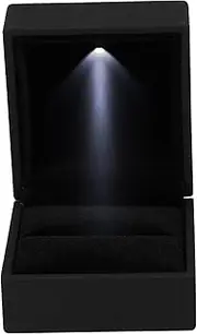 FRCOLOR 1pc Box Ring Box Bins Cards Jewelry Boxes Trinket Display Light Pattern Musical Teen LED Velvet Case Dividers Organizer Bearer Lid for Charger Bankers present Boxes Plastic Black