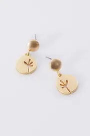 Circle Stud Seedling Disc Earrings--RAN-EAR961