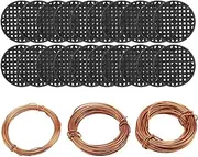 Bonsai Tool Set, 30M Aluminium Bonsai Training Wire Line 3-Sizes(1.0mm/1.5mm/2.0mm) and 20 Pcs Flower Pot Hole Mesh Pad (4.5cm/1.8 inches) for Outdoor Plant Pot & DIY Hanging Art Crafts