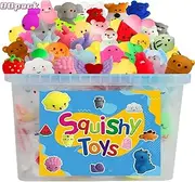 80 Pack Kawaii Squishies, Mochi Squishy Toys Bulk for Kids 4-8 8-12 Boys Girls Fidget Sensory Toys for Anxiety School Party Favors Birthday Gift Goodie Bag Christmas Animals (80 Pack)