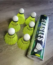 6 pack Nylon Neon Yellow Badminton Durable Birdie Feathers Shuttlecocks, Rare