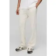 Mens Ecru Relaxed Ribbed Textured Knitted Jogger