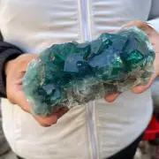 1.9lb NATURAL Green Cube FLUORITE Quartz Crystal Cluster Mineral Specimen
