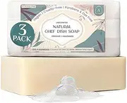AURA NEST All Natural Dish Soap Bars - Bar Soap for Dishes, Biodegradeable Dish Soap Block, Kitchen Soap, All Natural Non Toxic, Low Waste Kitchen Dishwashing Bar Soap-Unscented, (3 Pack, 6.3oz)