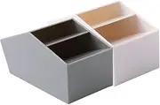 KALLORY 2pcs Plastic Pen Storage Box Desktop Pencil Holder Household Organizer Office Stationery Multi-Function Storage Decorative for Anywhere