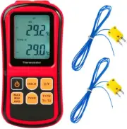 Digital Thermometer, 2-Channel K-Type Thermocouple Probe Sensor Temperature Mete