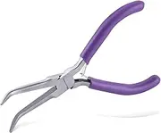 SPEEDWOX Bent Needle Nose Pliers With Smooth Jaw, 45 Degree Bent Long Nose Pliers, Hook & Needle Remover, Jewelry Making, Bending Wire & Small Object Gripping